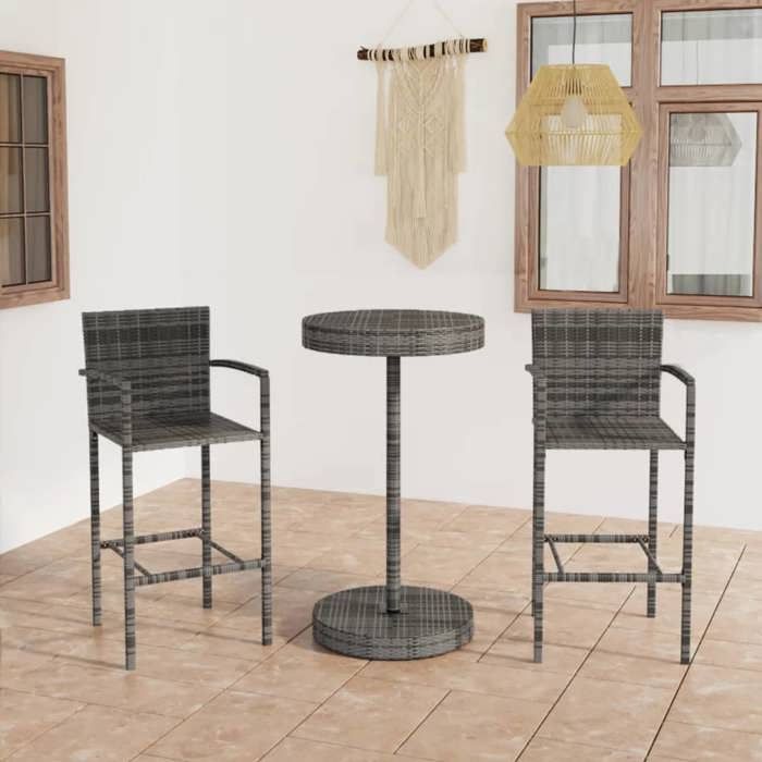 vidaXL Ensemble de Bar de Jardin 3 pcs Mobilier de Bistrot Ensemble de Salle à Manger dExtérieur Salon de Jardin Résine 3064770