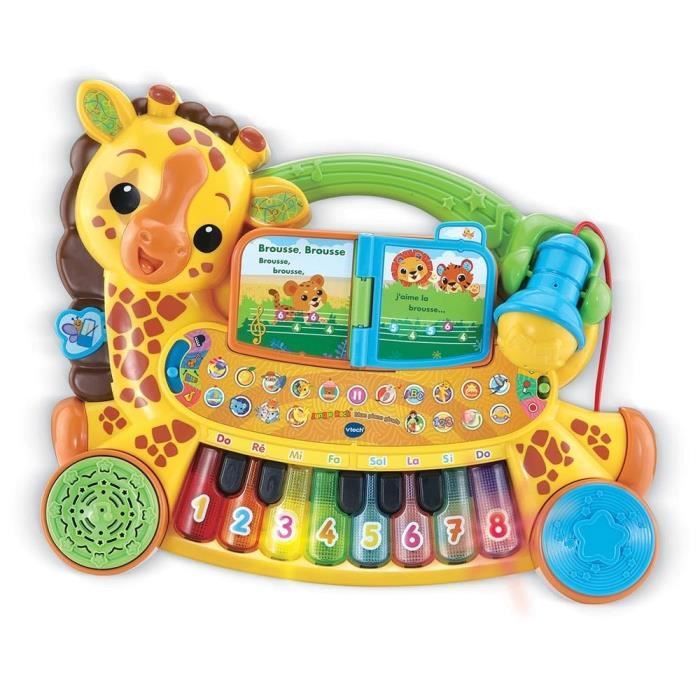 VTech Mon Piano Girafe Jungle Rock Instrument de Musique Bébé Clavier Piano Enfant Parlant et Interactif avec Micro Karaoké Cadeau Enfant Dès Contenu en Français - vue 5