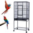 AIMEI° Cage Oiseaux sur Roulettes Volière Perruche Perruquet Canaris avec Support Détachable Grand espace, 61,5*43*137cm-1