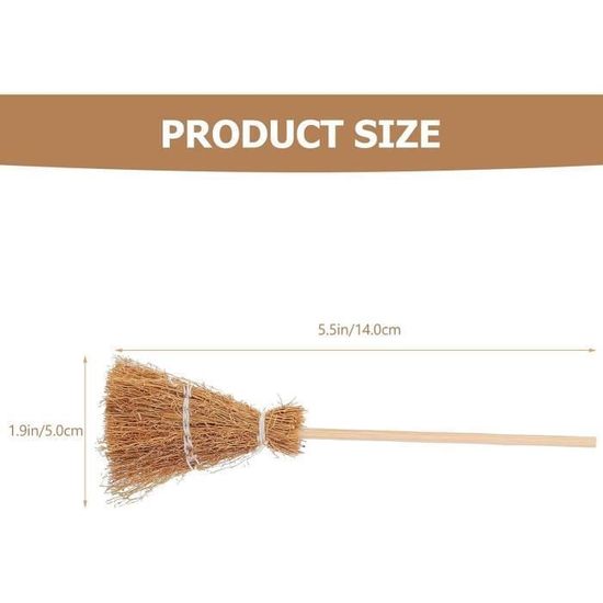 Lot De 12 Mini Balais En Paille – Décoration Maison De Poupée, Sorcière, Cosplay – Coton Et Bois