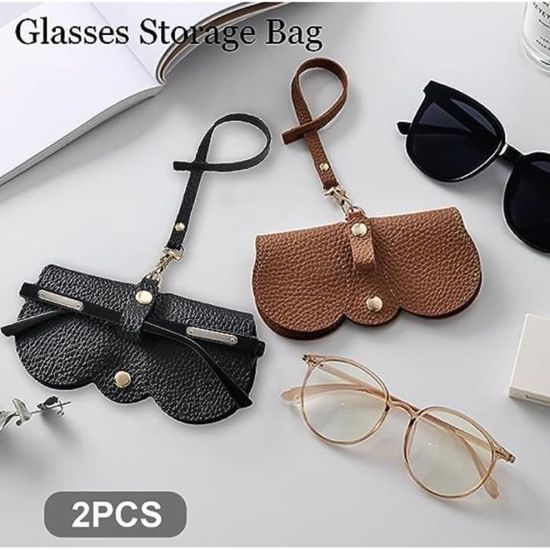 Fintie Étui 2-en-1 Pour Lunettes De Lecture Et Soleil - Housse Cuir Synthétique Or Rose Avec Mousqueton