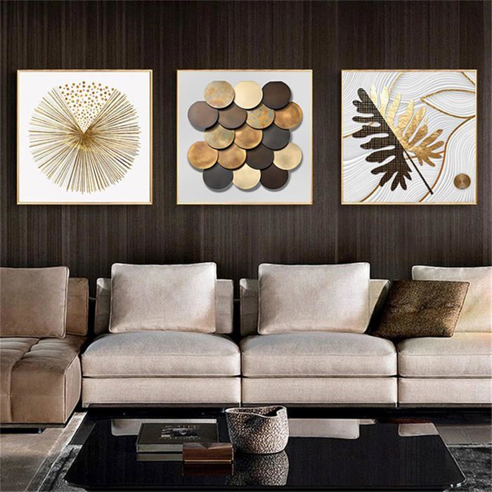 Œuvre D'Art Murale Contemporaine - Cercle En Feuille D'Or Sur Texture - 24x24 Pouces - Original 2022