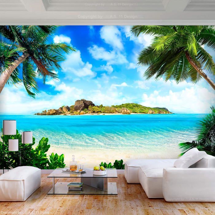 Papier Peint Panoramique Plage Mer 350x256 cm - Décoration murale ...