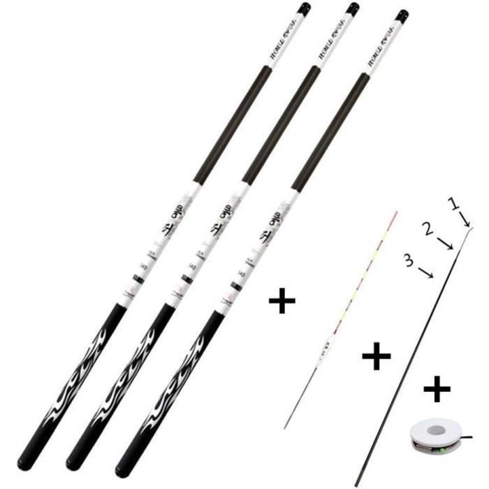 LUOSHUAI Canne Télescopique Ultra-Légère 2.7m à 9m – Fibre Carbone, 28 Tonalité – Avec Pièces De Rechange – Pour Carpe, Lac, Rivière