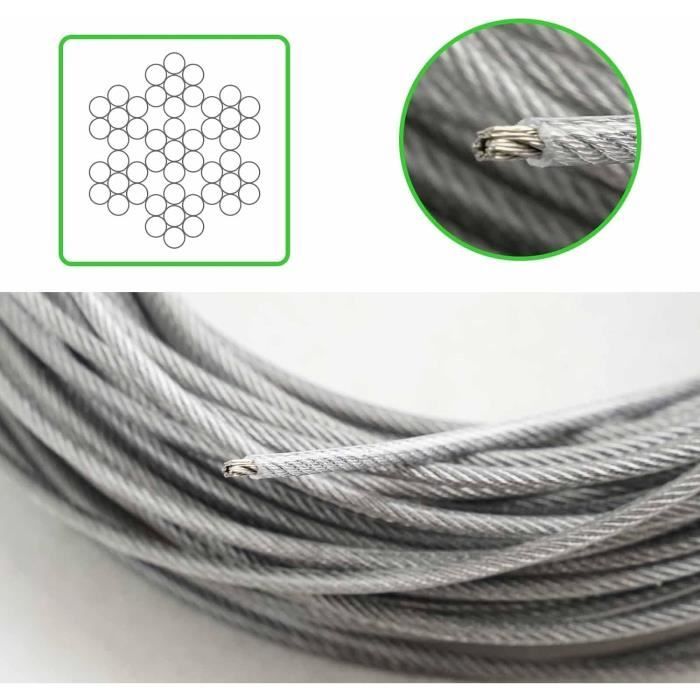 BAIWANLIN 304 Corde en Acier Inoxydable câble métallique Enduit de Plastique diamètre0.8mm-1.5mm pour Corde à Linge Suspendre,0.8mm*10m BAIWANLIN 304 Corde en Acier Inoxydable câble métallique Enduit de Plastique diamètre0.8mm-1.5mm pour Corde à Linge Suspendre,0.8mm*10m