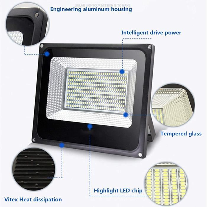 Projecteur LED Extérieur 200W 20000 Lumens - IP66 étanche, Blanc Froid 6500K - Pour Jardin, Garage, Cour