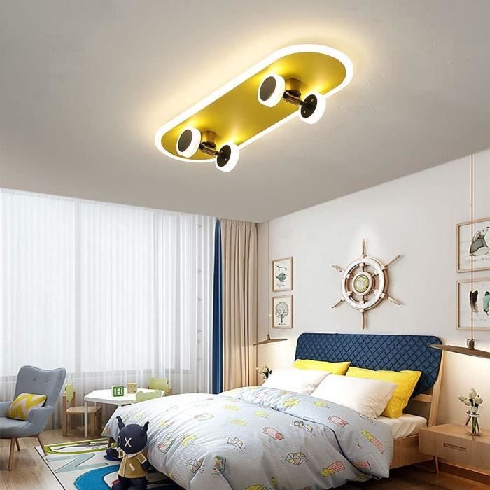 PLAFONNIER Plafonnier LED Chambre Enfant 32W Blanc Froid 2880LM Moderne  Yellow Skateboard Lampe Plafond Ado Garcon Fille Luminaires - Cdiscount  Maison