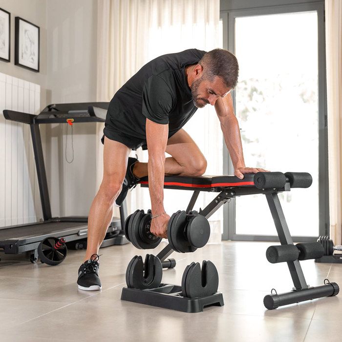 Haltère Réglable Simple 80 Lbs (36 Kg) - Poignée Acier, Poids Fonte, Pour Musculation à Domicile