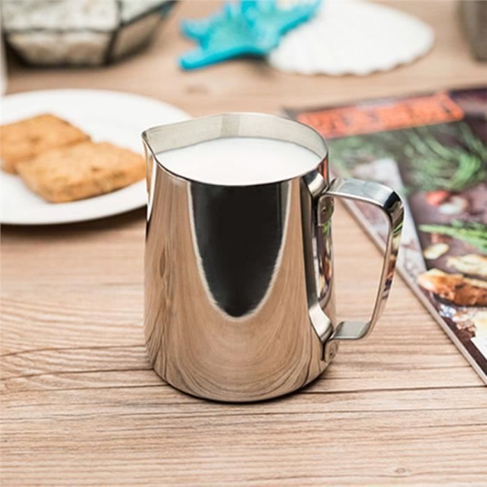 Pichet à Lait 350 Ml Acier Inox 304 + Stylo Latte Art + 16 Pochoirs – Kit Barista Cappuccino Maison