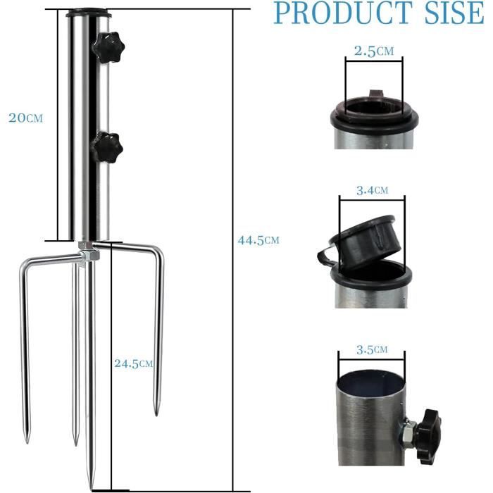 Porte-Parasol à Visser - Manchon De Sol Pour Le Jardin - Base Pour Parasols - Piquet De Terre