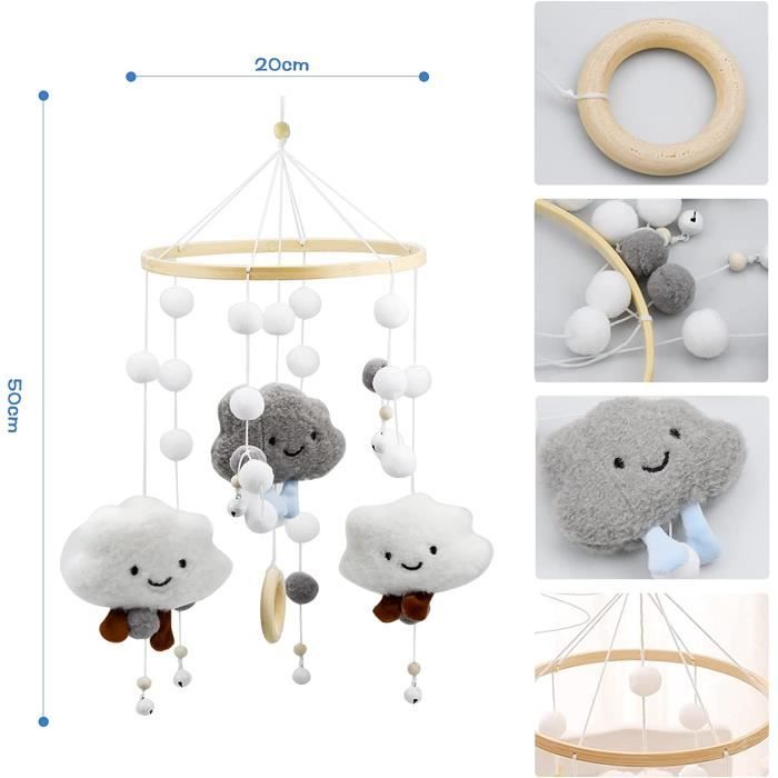 Boîte à musique rotative pour bébé, moteur mobile pour berceau, lecteur de musique 35 mélodies, imitation bois Spinner, cloche à vent musicale pour