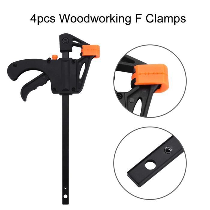 KAHEIGN 8 Pièces Jeu De Pinces, 4Pcs 4 Pouces Pinces De Prise Rapide Pince De Barre à Dégagement Rapide à Une Main 4Pcs Pinces à Ressort Robustes Clips De Travail En