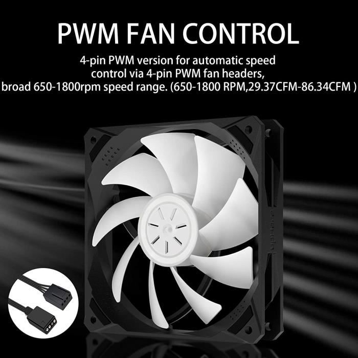 UpHere Ventilateur PC 120mm PWM Sync RGB pour Botier PC