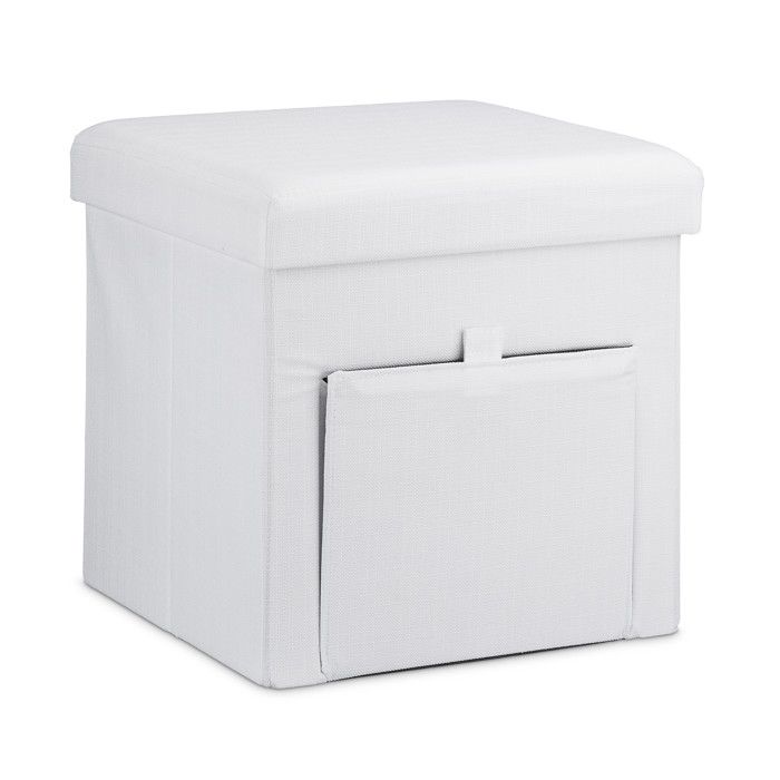 Tabouret Rembourré Relaxdays 47x33cm - Siège Blanc Simili Cuir, Rangement Intégré, 100kg Charge