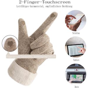 Gants D'hiver Femme Marron - Doublure Polaire Vichy - Compatibles écran Tactile - Taille Unique