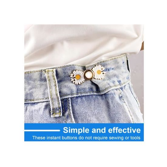 10 Pièces Boutons Papillon Pour Pantalon - Serre-taille Amovible Sans Couture - Alliage De Zinc Argenté - Ajustement De Ceinture