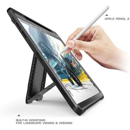 SUPCASE Coque iPad Pro 11 2018 pour iPad Pro 11 Pouces 2018 Compatible avec Apple Pencil Coque Intégrale à Double Couche avec Protecteur décran Intégré et Béquille Noir Unicorn Beetle Pro 