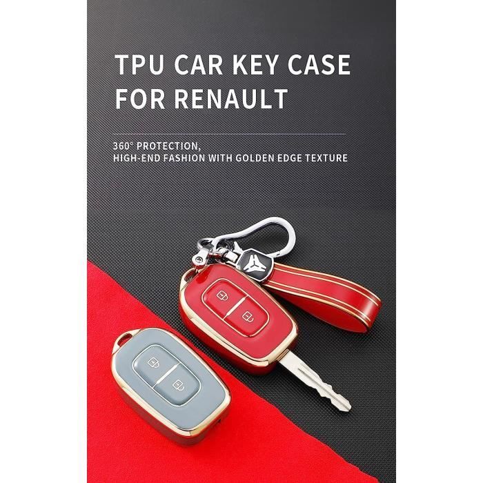 Coque TPU Protection Clé Voiture Renault Captur, Megane, Espace - Double Couche, 360°, N'affecte Pas Le Signal - Noir
