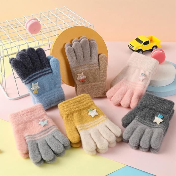 Chauds Gants D'hiver Tricotés Pour Enfants - 3 Paires De Moufles Magiques Avec Conception Des Doigts