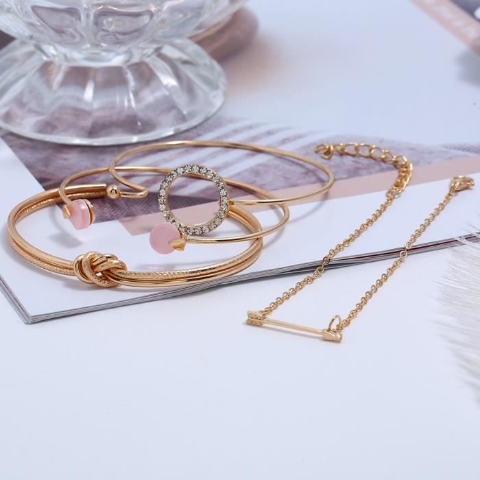 Bracelet Jonc Réglable Pour Femme - Fin, Laiton Plaqué Or Rose, Avec Pochette Cadeau, ZAVANA