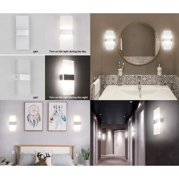 Applique Murale LED, 20W Blanc Chaud Intérieur Lampe Murale Moderne,  Créativité Lampe de Mur Chambre Salon Escalier Couloir - Noir - Cdiscount  Maison