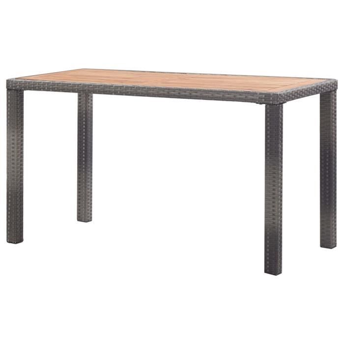 ABB Table de jardin Anthracite et marron 123x60x74 cm Bois d'acacia ...
