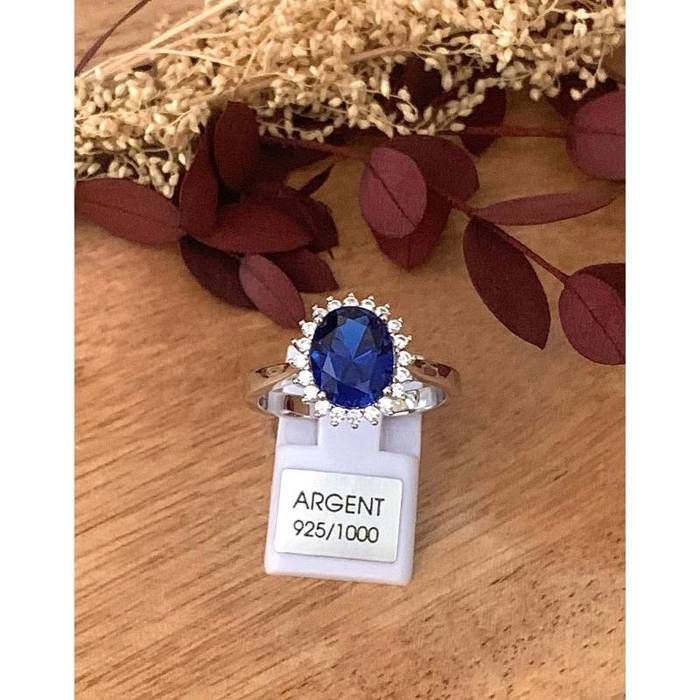 Bague Cocktail Multicolore En Zirconium – Plaqué Argent 925, Taille 54, Neuve