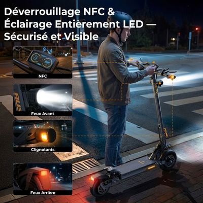 Trottinette électrique Ausom F1 Max – 100 Km D'autonomie, 60V 20,8Ah, Double Moteur 1400W X 2 – Tout-terrain