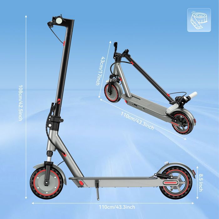 Trottinette Électrique Pliable 350W – 25 Km/h, Autonomie 30 Km, Pneus Pleins, App Connectée, Charge 120 Kg