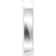 Miroir sur porte pleine longueur, miroir mural suspendu pour porte de salle de bain / chambre / armoire - verre trempé, blanc-0