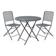 Ensemble table de jardin bistro ronde anthracite + 2 chaises-0