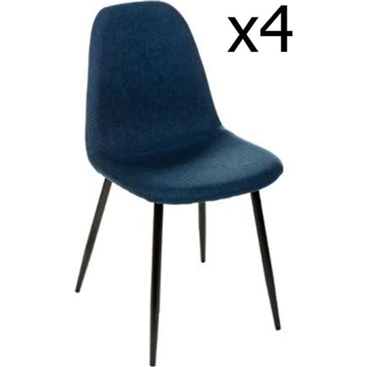 Lot de 7 chaises en bleu et pieds métal noir -L75 cm Lot de 7 chaises en bleu et pieds métal noir -L75 cm