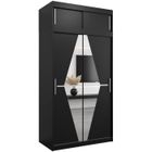 ABIKSMEBLE Boliwia 120 Armoire à Deux Portes Coulissantes avec Miroir, Tringle, Étagères et Extenstions 120x240x62 cm Noir