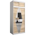 ABIKSMEBLE Boliwia 100 Armoire à Deux Portes Coulissantes avec Miroir, Tringle, Étagères et Extenstion 100x240x62 cm Blanc et