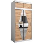 ABIKSMEBLE Boliwia 120 Armoire à Deux Portes Coulissantes avec Miroir, Tringle, Étagères et Extenstion 120x240x62 cm Blanc, Artisan