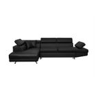 LOUNGITUDE Canapé d'angle RIO Convertible avec coffre en simili - Angle Gauche, Noir