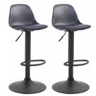 Lot de 2 tabourets de bar - CLP - Kiel - Similicuir - Noir - Réglable en hauteur