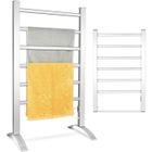 COSTWAY Sèche Serviette Electrique Radiateur 45-50°C, Chauffe-Serviettes Autoportant ou Mural, 6 Élément Chauffant en Aluminium