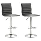 IDIMEX Lot de 2 tabourets de bar ROCA chaise haute droite pour cuisine/comptoir, réglable en hauteur et pivotante, en synthétique gris