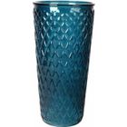 Vase Déco En Verre - PARIS PRIX - Relief Losange - Bleu Indigo - Contemporain - Design