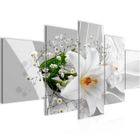 Runa art Tableau Décoration Murale 3D Fleurs de Lys 200x100 cm - 5 Panneaux Deco Toile Prêt à Accrocher 210351a