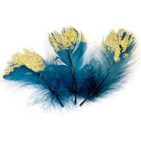 25 plumes de paon bleu or 7.5cm