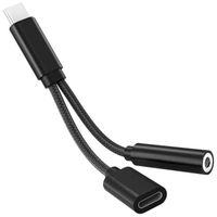 OCIODUAL Câble USB Type C vers Mini Jack 3.5mm TRRS OMPT et Prise Charge Noir Adaptateur Convertisseur Audio Son Stéréo