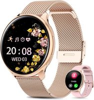 Montre Connectée Femme 2025 – 1.27" TFT, Appel Bluetooth, SIRI, HRV, 120+ Sports, Suivi Cycle Menstruel, IP68, Bracelet Milanais + Silicone (Argenté)