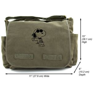Snoopy Joe Cool Heavyweight Canvas Medic Shoulder Bag Khaki /& Black