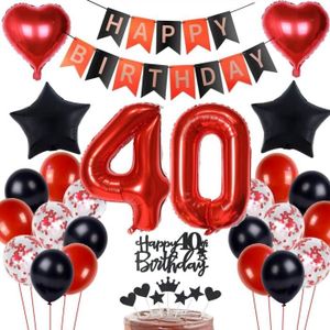 Kit de fête d'anniversaire 40 ans, idées de décoration d'anniversaire rouge  et or, 40 ballons grand nombre, ballons confettis dorés -  France
