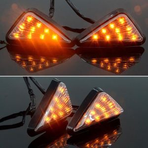 Keenso Moto Ambre Feux de Signalisation Flush Universel Jaune Lumi/ère Moto Triangle Clignotant LED 2 pcs//paire