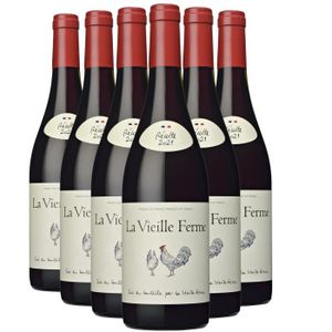 VIN ROUGE La Vieille Ferme Rouge 2021 - Lot de 6x75cl - Famille Perrin - Vin Rouge de la Vallée du Rhône - Appellation AOC Ventoux