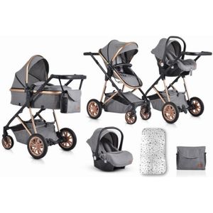 POUSSETTE  MIDAS combinée 3en1- Poussette avec siège auto et nacelle - Groupe 0m+ - De 0 à 15Kg - Gris