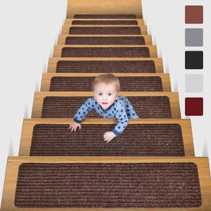 Beautissu 15 Set de coussinets d'escalier prostair 15.5 x 55 cm étape tapis antidérapants adhesi 